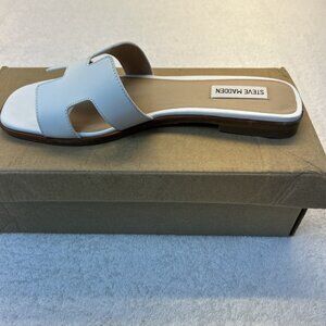 Steve Madden Hadyn Slide Sandals White Leather Women SZ 9.5 New in Box